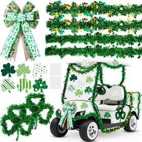Craftsatin St. Patrick's Day wreath on golf cart adds festive curb appeal