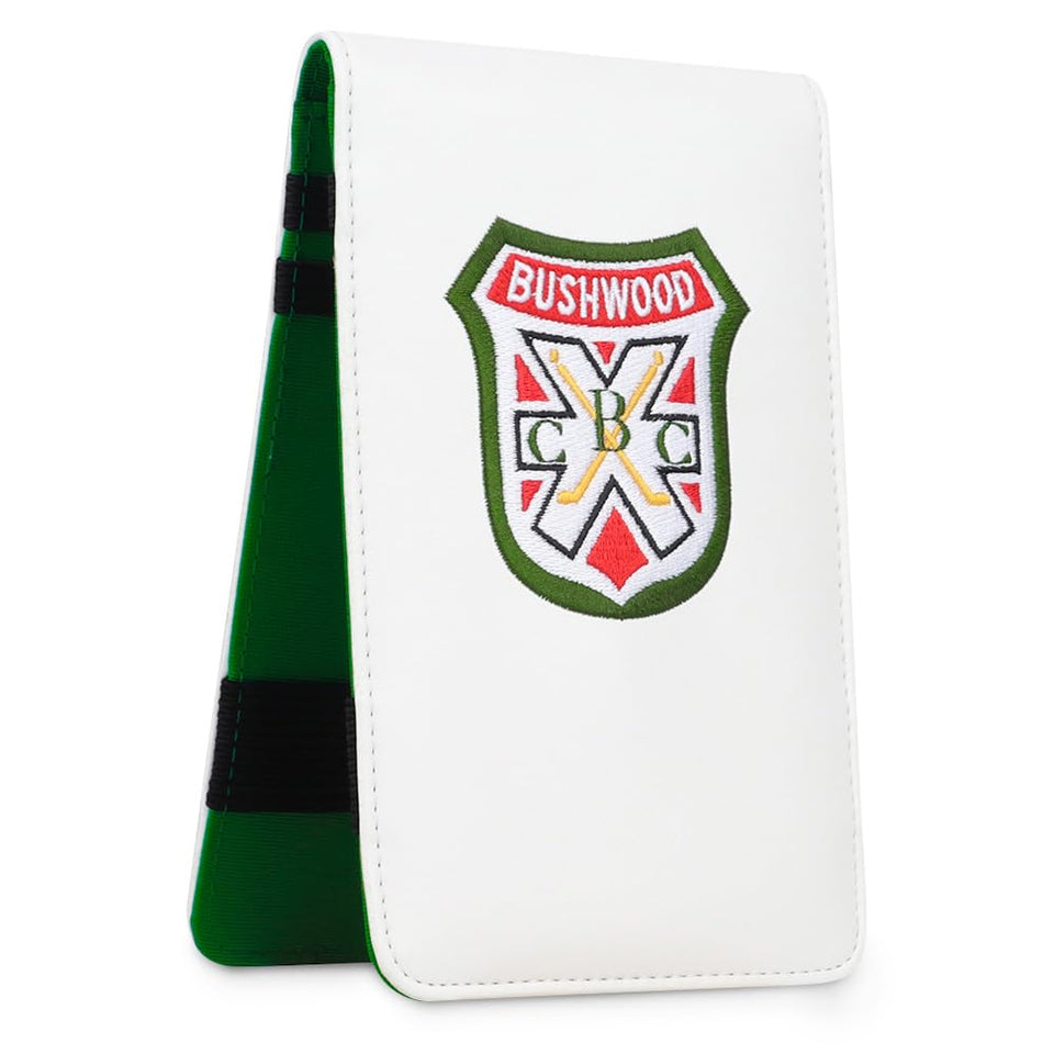 Craftsman Golf Bushwood Shield PU leather scorecard holder in white protects essentials on the course.