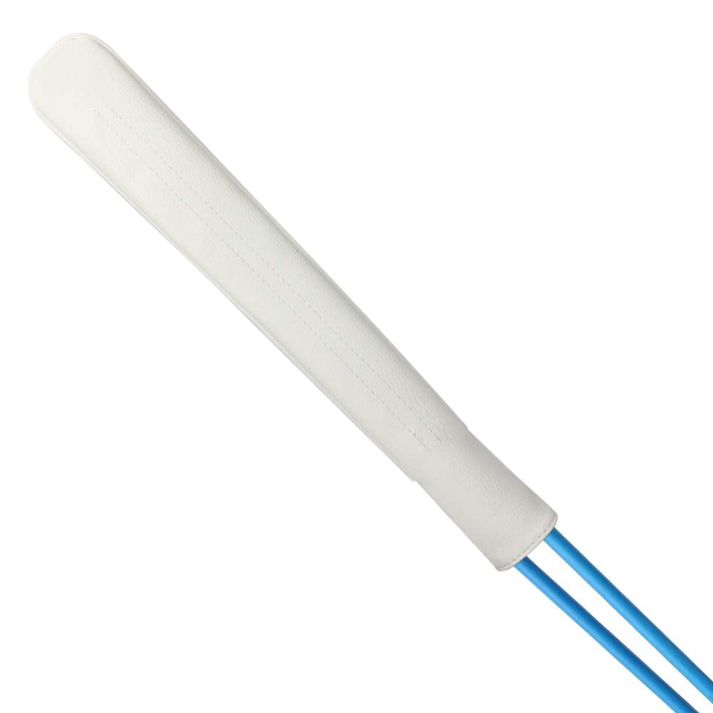 Craftsman Golf Classic white leather stick cover, side view, protects sticks during travel.