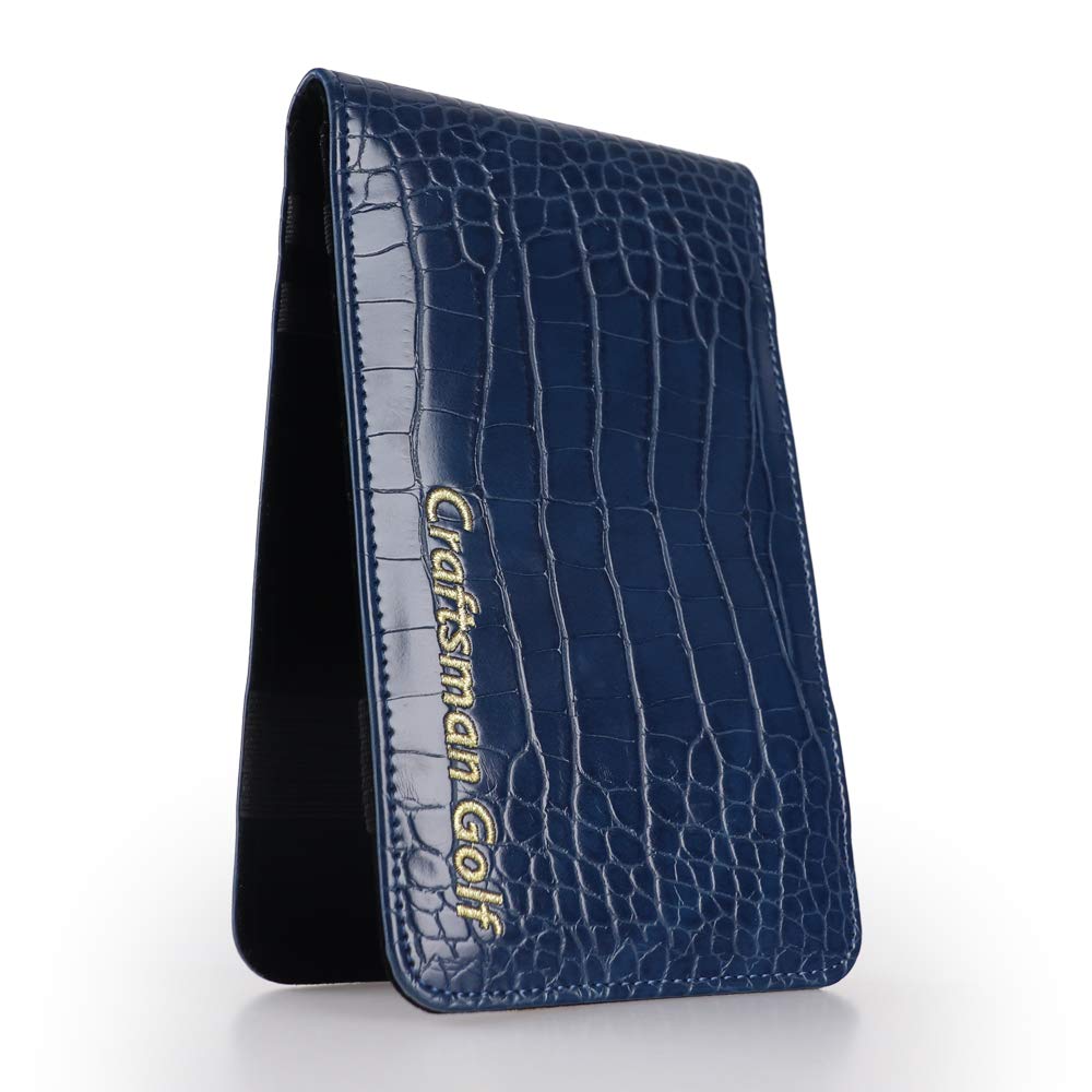 Craftsman Golf crocodile-pattern scorecard holder blue open layout for quick access.