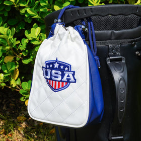 CRAFTSMAN GOLF Diamond-pattern Leather Pouch offers premium patriotic style