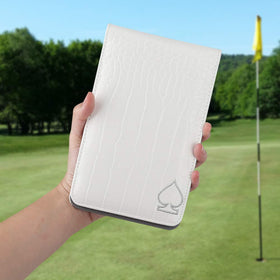 Craftsman Golf five-elastic-bands-scorecard-holder white secures cards and pencil.