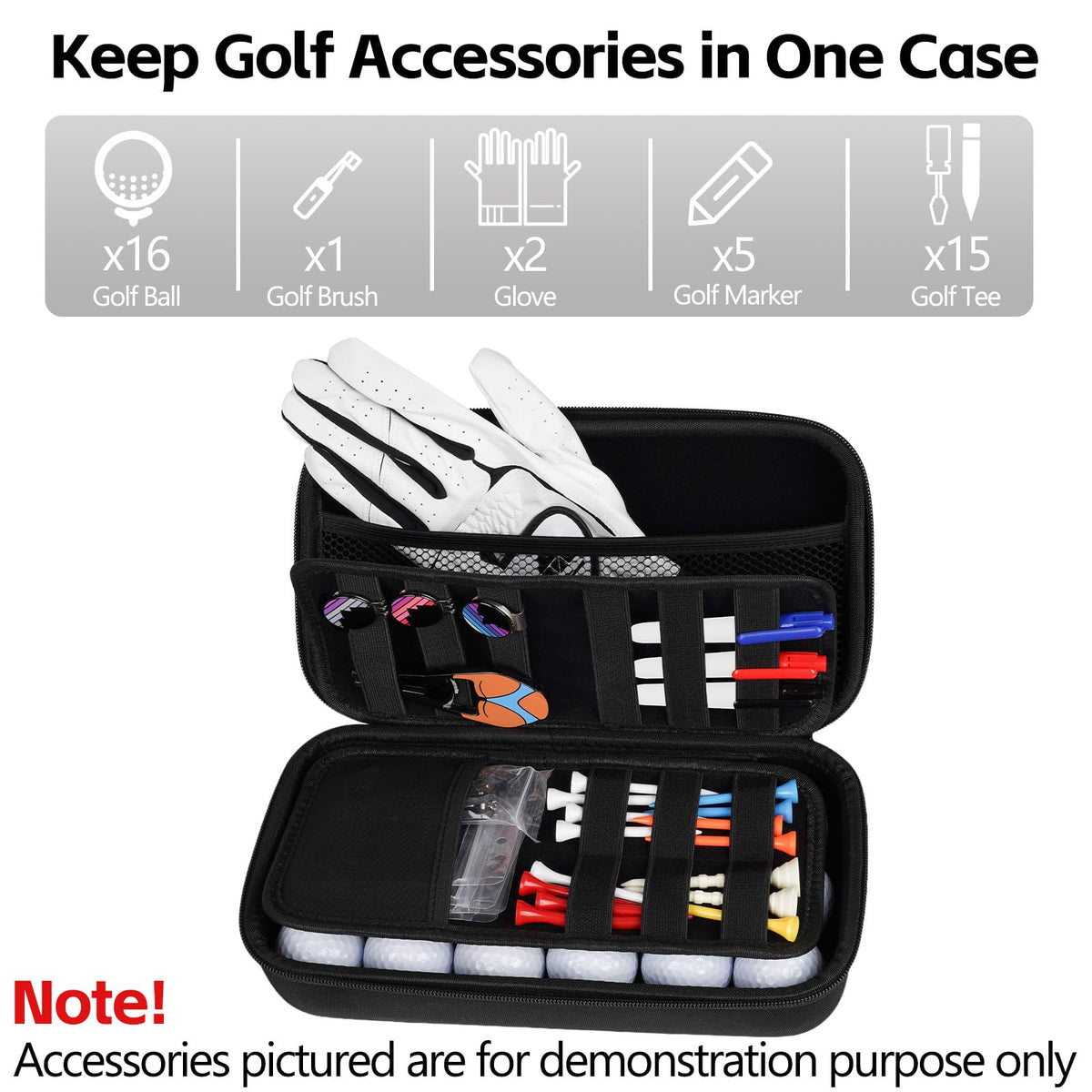 Craftsman glove case large capacity keeps tees, balls, and markers neatly organized.