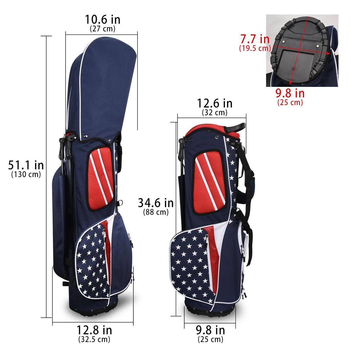 Craftsman Golf bag side pockets for shoes, water, tees, and balls