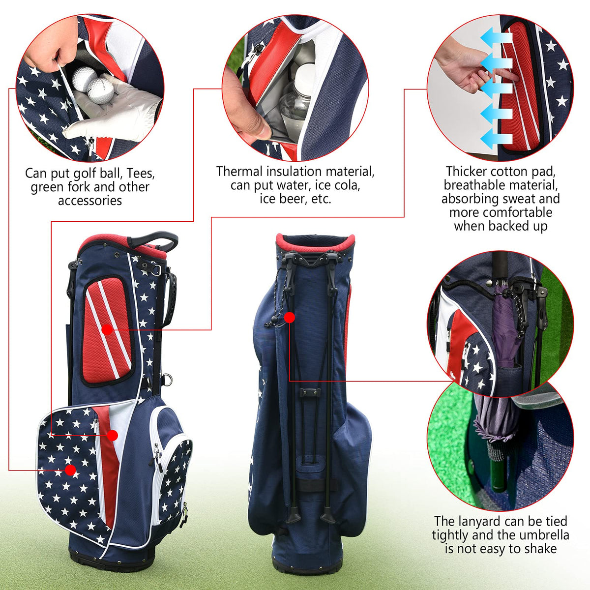 Craftsman Golf bag padded dual strap for comfortable carrying