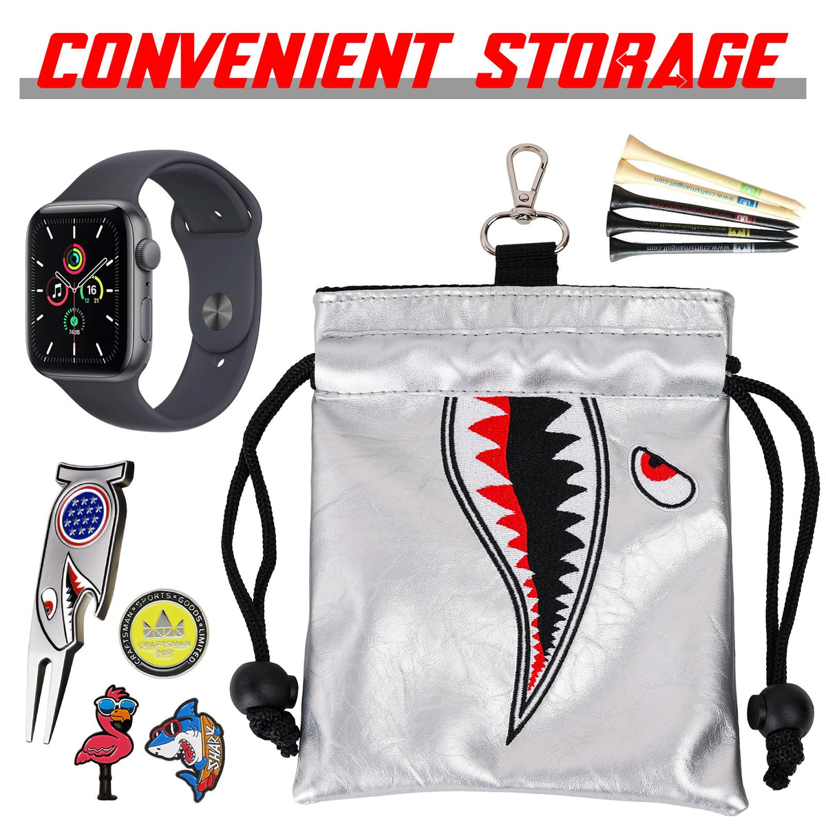 Craftsman Golf Shark Leather pouch wallet pocket safeguards cards and cash