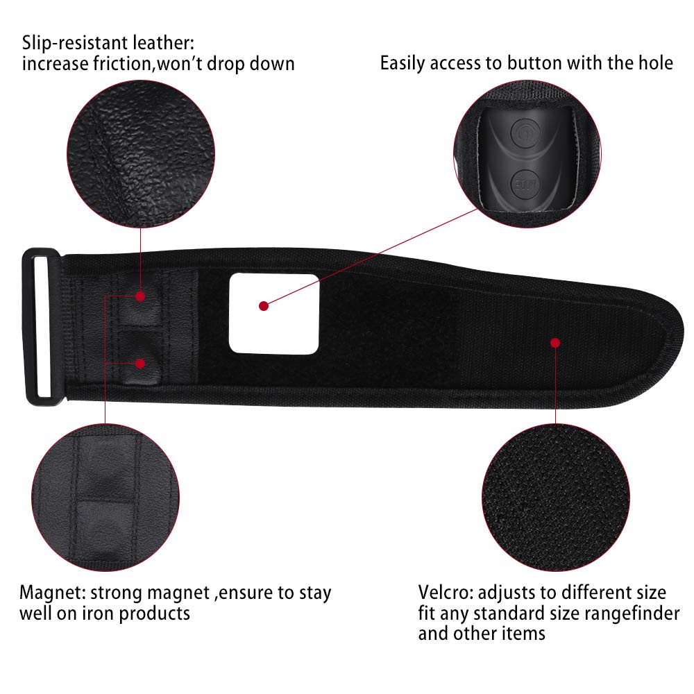 Craftsman Golf universal magnetic strap on steering column for easy reach.