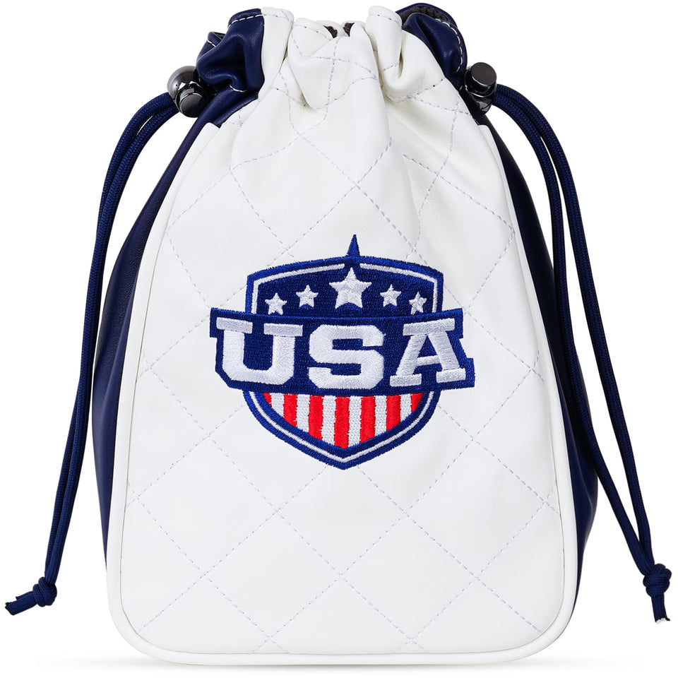 CRAFTSMAN GOLF USA Shield Leather Pouch with drawstring keeps valuables secure on the course