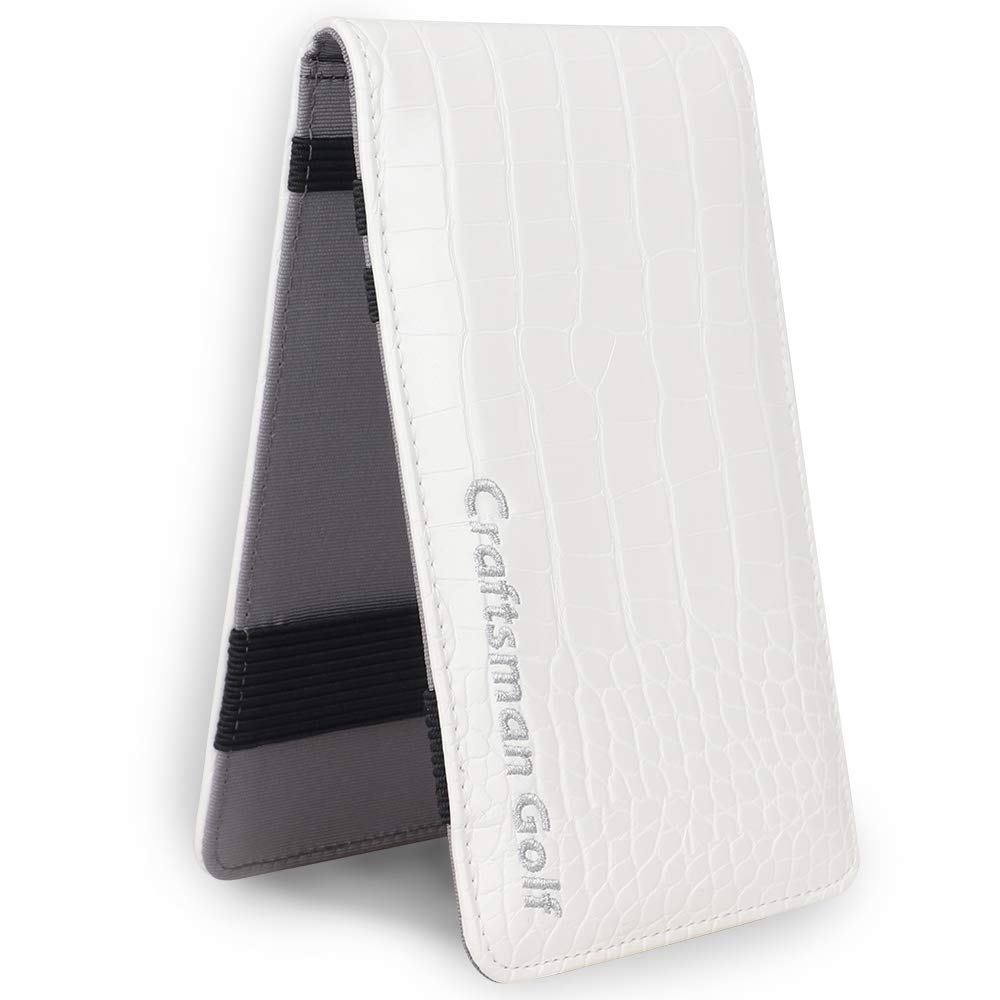 Craftsman Golf yardage book cover white shields notes during rounds.