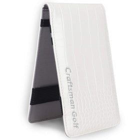 Craftsman Golf yardage book cover white shields notes during rounds.