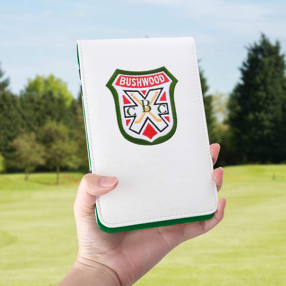 Craftsman Golf yardage book holder with elastic bands keeps cards and sheets neatly organized.
