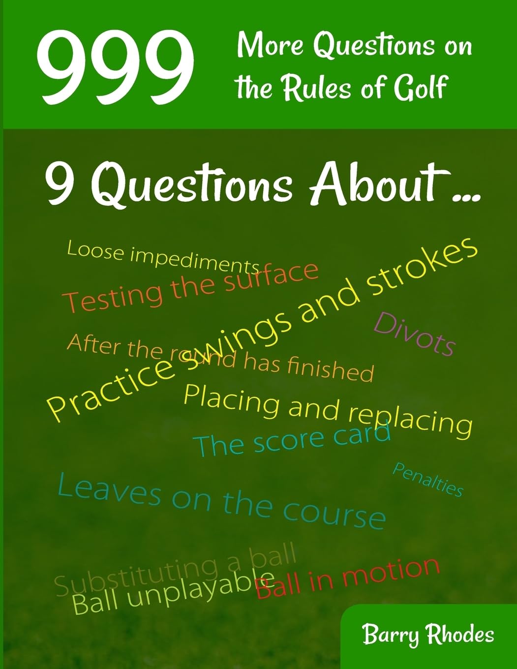 CREATESPACE 999 More Questions on the Rules of Golf front cover for quick on-course reference.