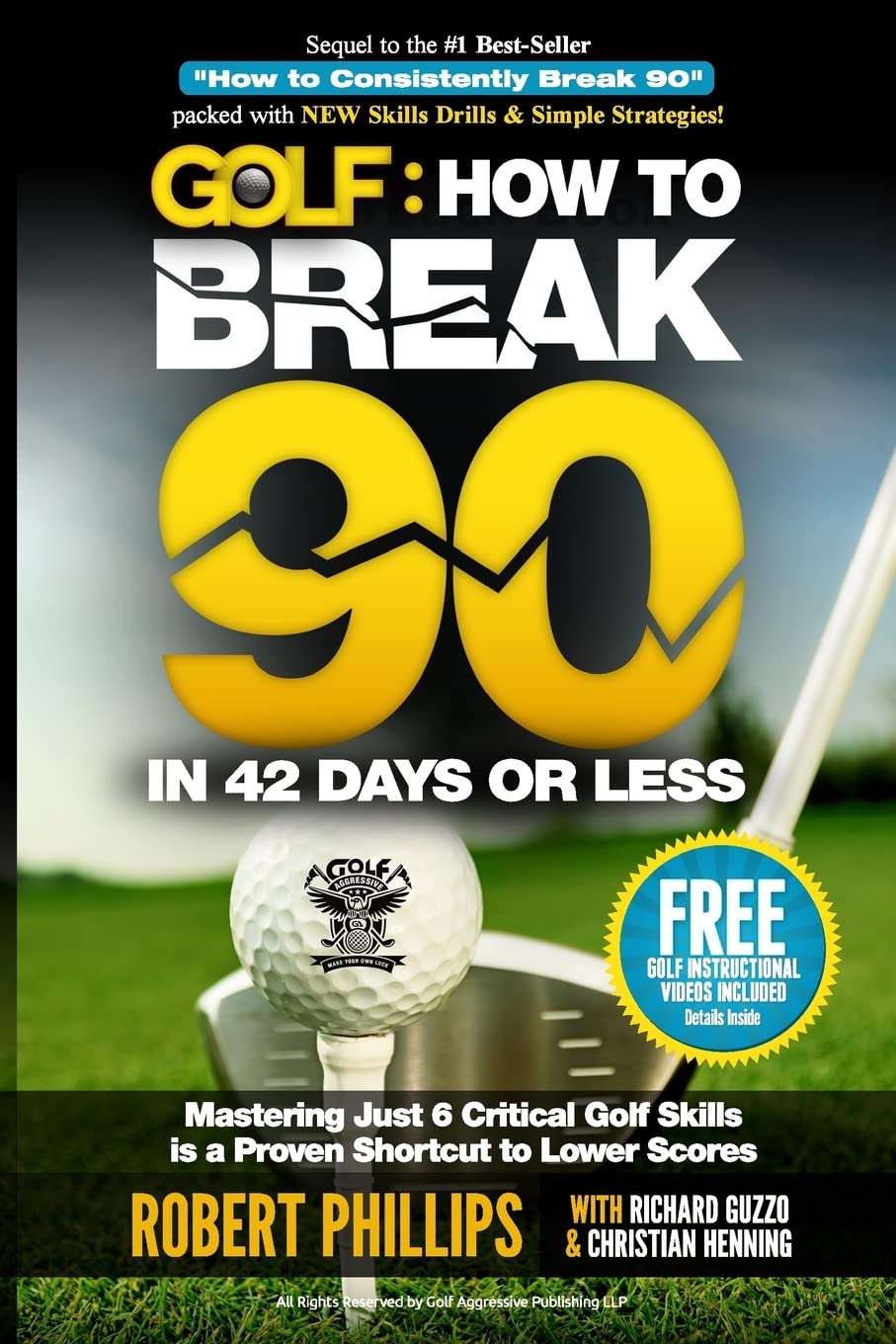 CREATESPACE golf guide cover highlighting six essential skills to lower scores