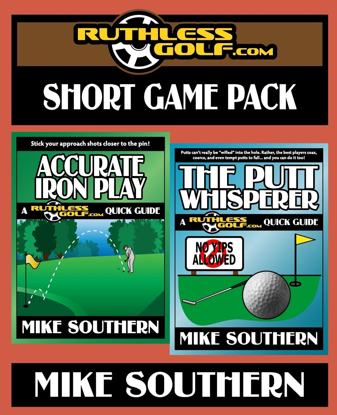 CREATESPACE RuthlessGolf Short Game Pack cover featuring two guides for improved iron play and putting.