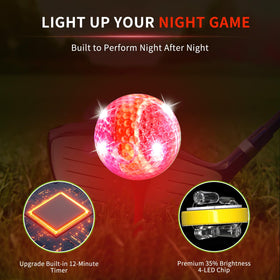 Crestgolf glow ball shows a 12-minute lighting cycle after impact.
