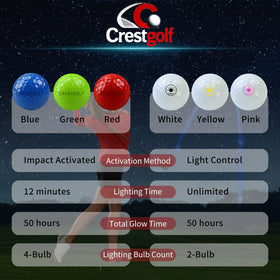Crestgolf glow ball impact green with bright arc after impact for night play