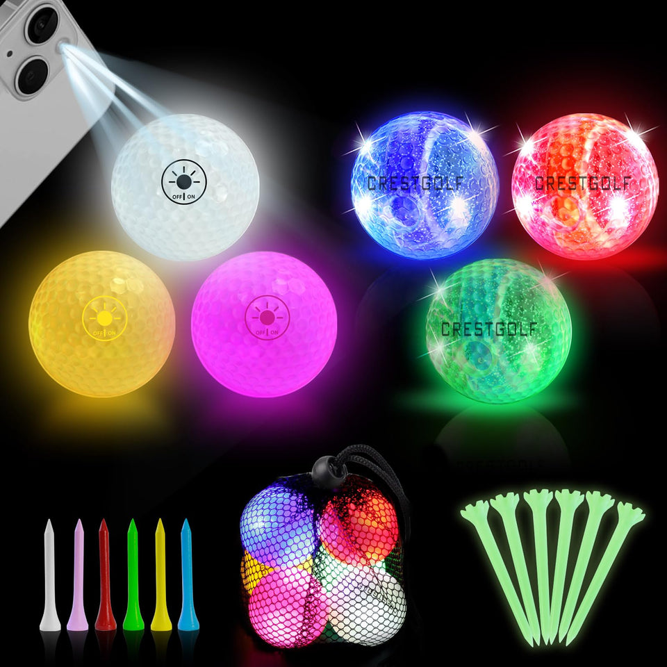 Crestgolf glow ball impact red for on-demand visibility after each strike