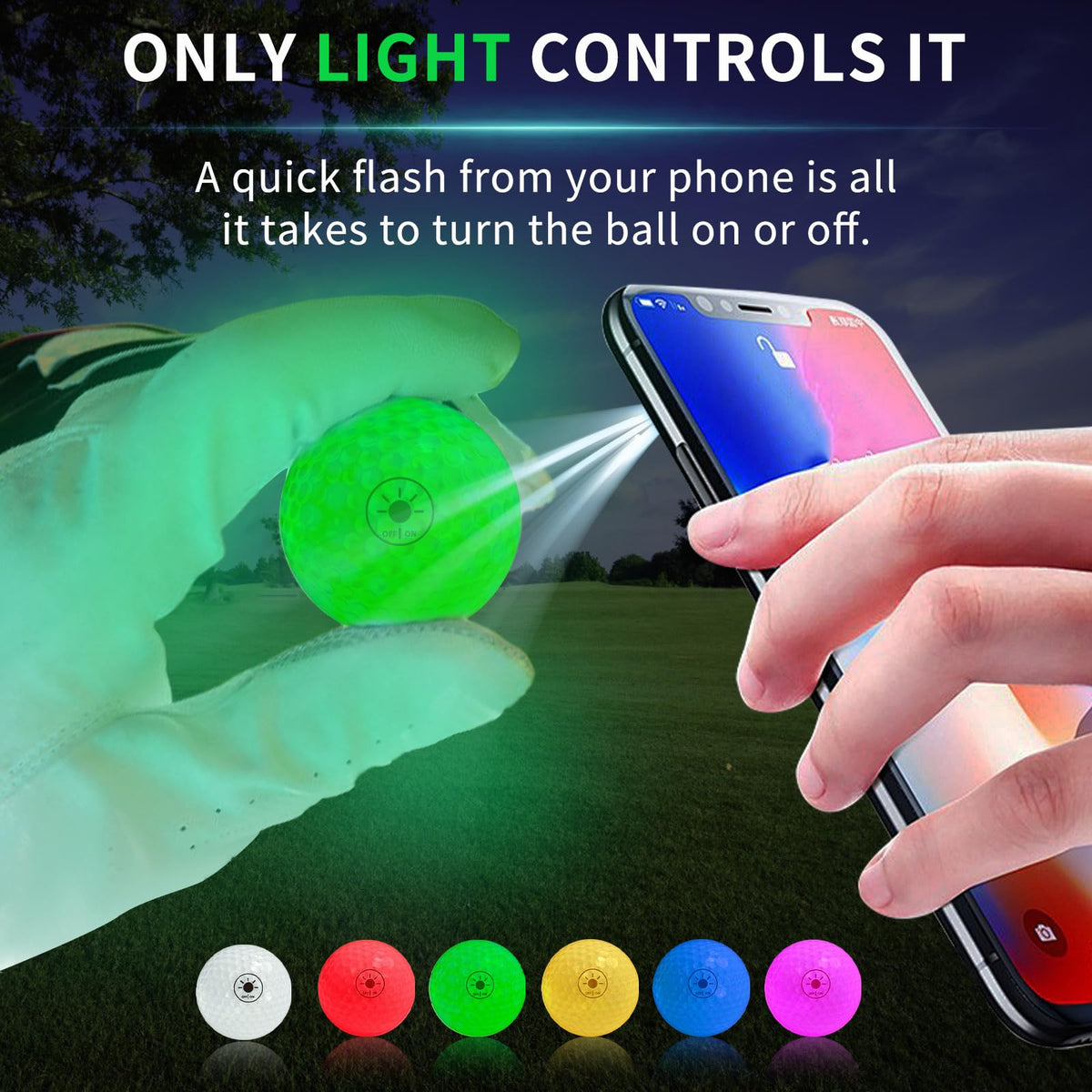 Crestgolf Glow Balls green to help line up putts in low light