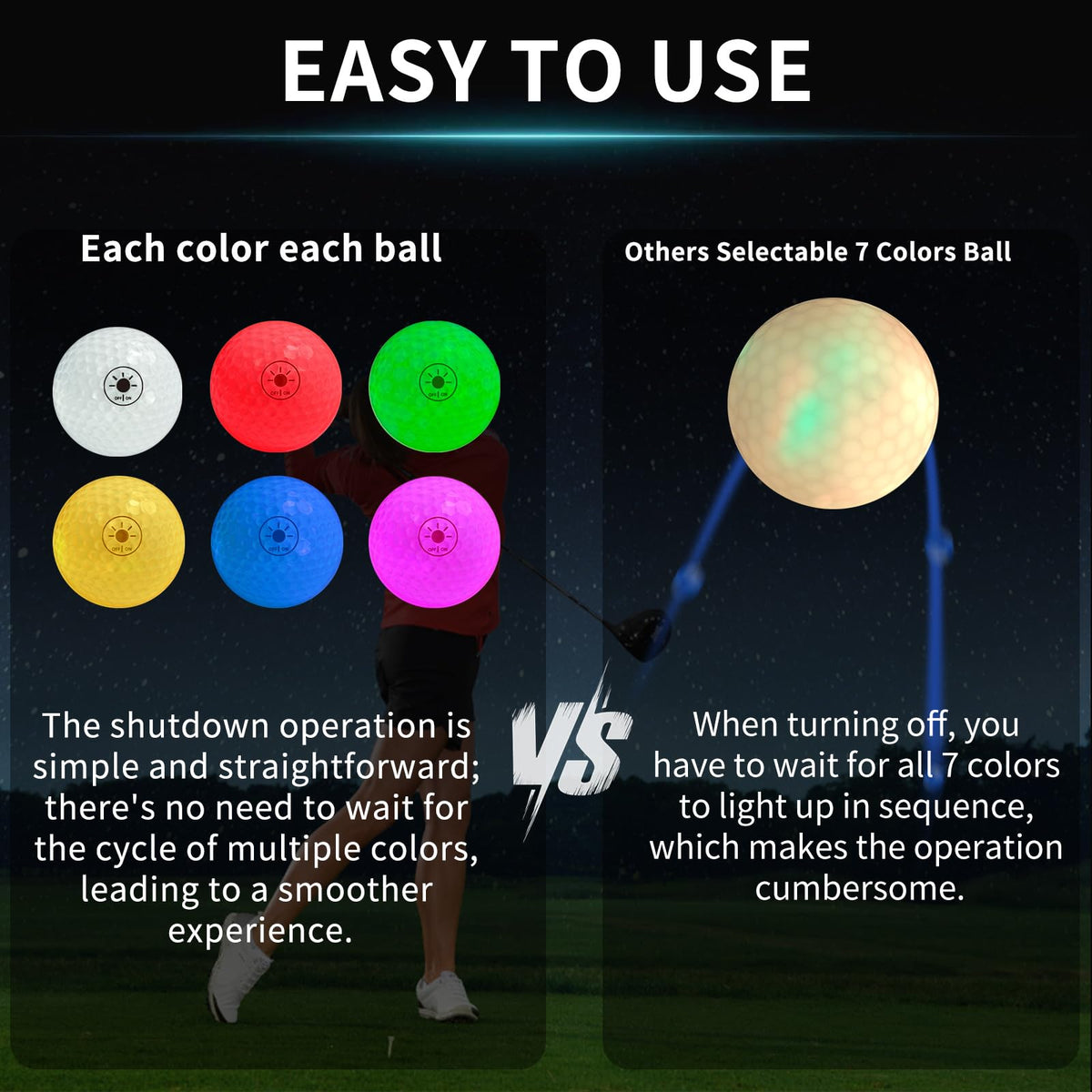 Crestgolf Glow Balls red provide high visibility for nighttime rounds