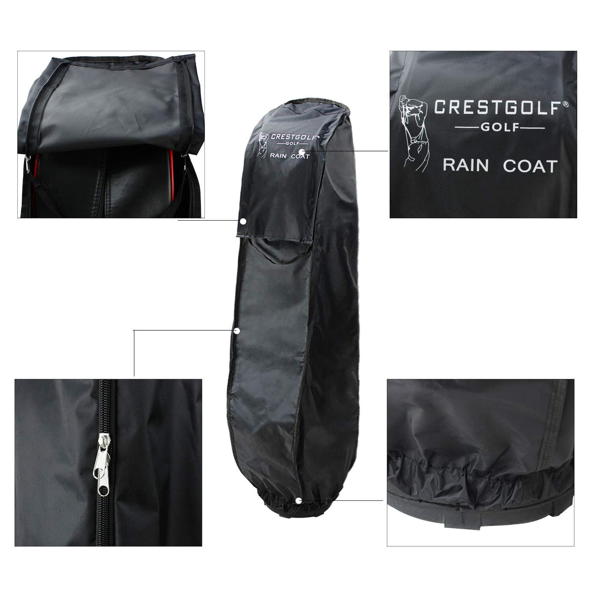 Crestgolf elastic-bottom design keeps the cover snug over your golf bag.