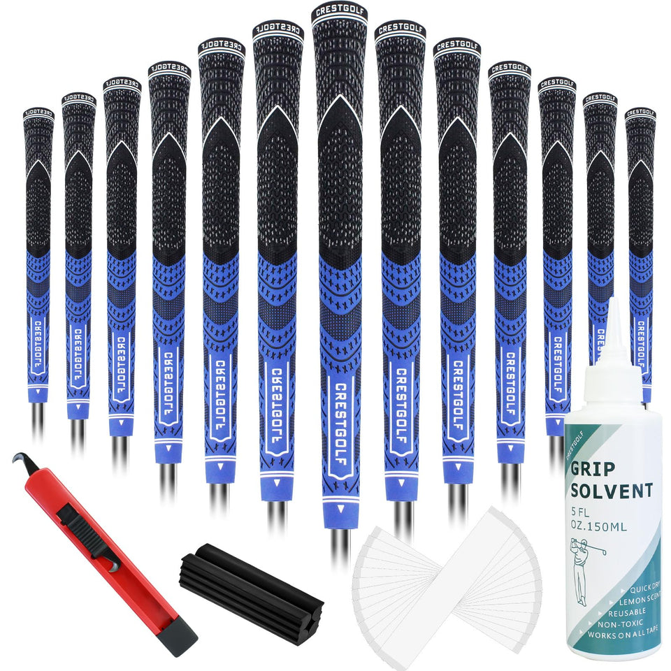 Crestgolf golf grips kit blue standard all-weather for reliable grip in any condition.