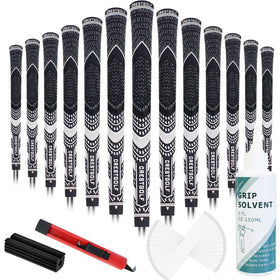 Crestgolf Golf Grips Kit: box opened showing complete regripping set for quick on-site upgrade