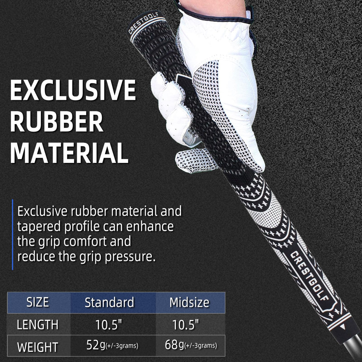 Crestgolf oversized butt design supports a relaxed bottom hand for control