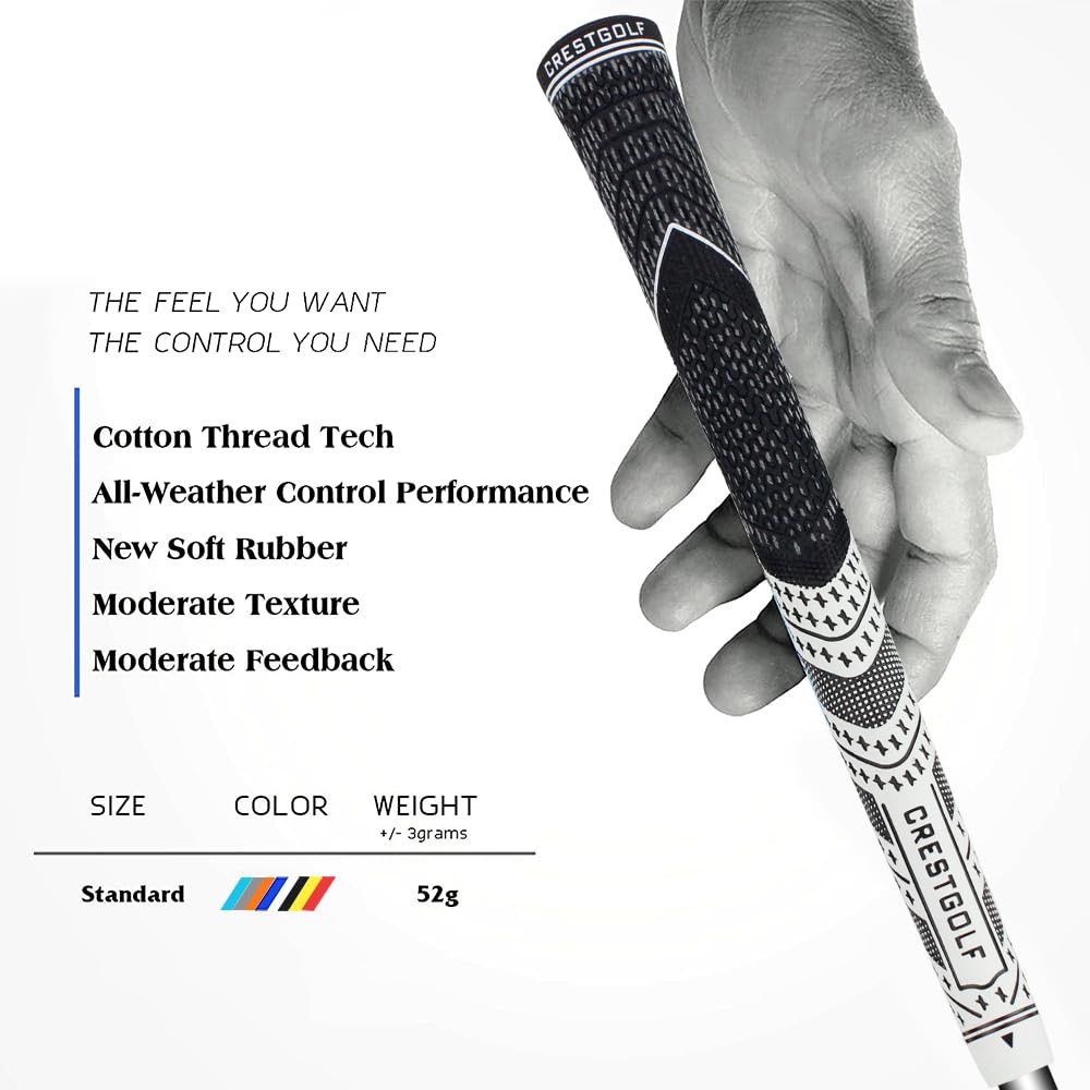 Crestgolf rubber and carbon blend cushions shocks for smoother contact.