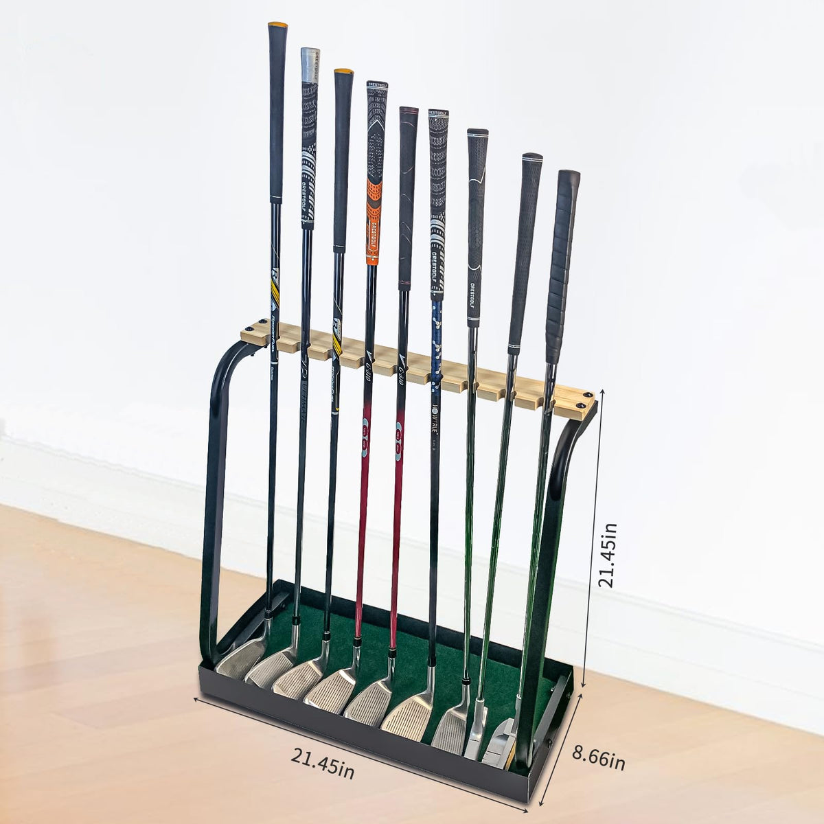 Crestgolf putter rack shows a stable surface that won’t scratch clubs
