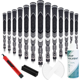 Crestgolf Grips Kit box contents show all components for quick DIY regrip.