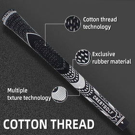 Crestgolf Grips Kit cotton thread close-up highlighting moisture-wicking traction.