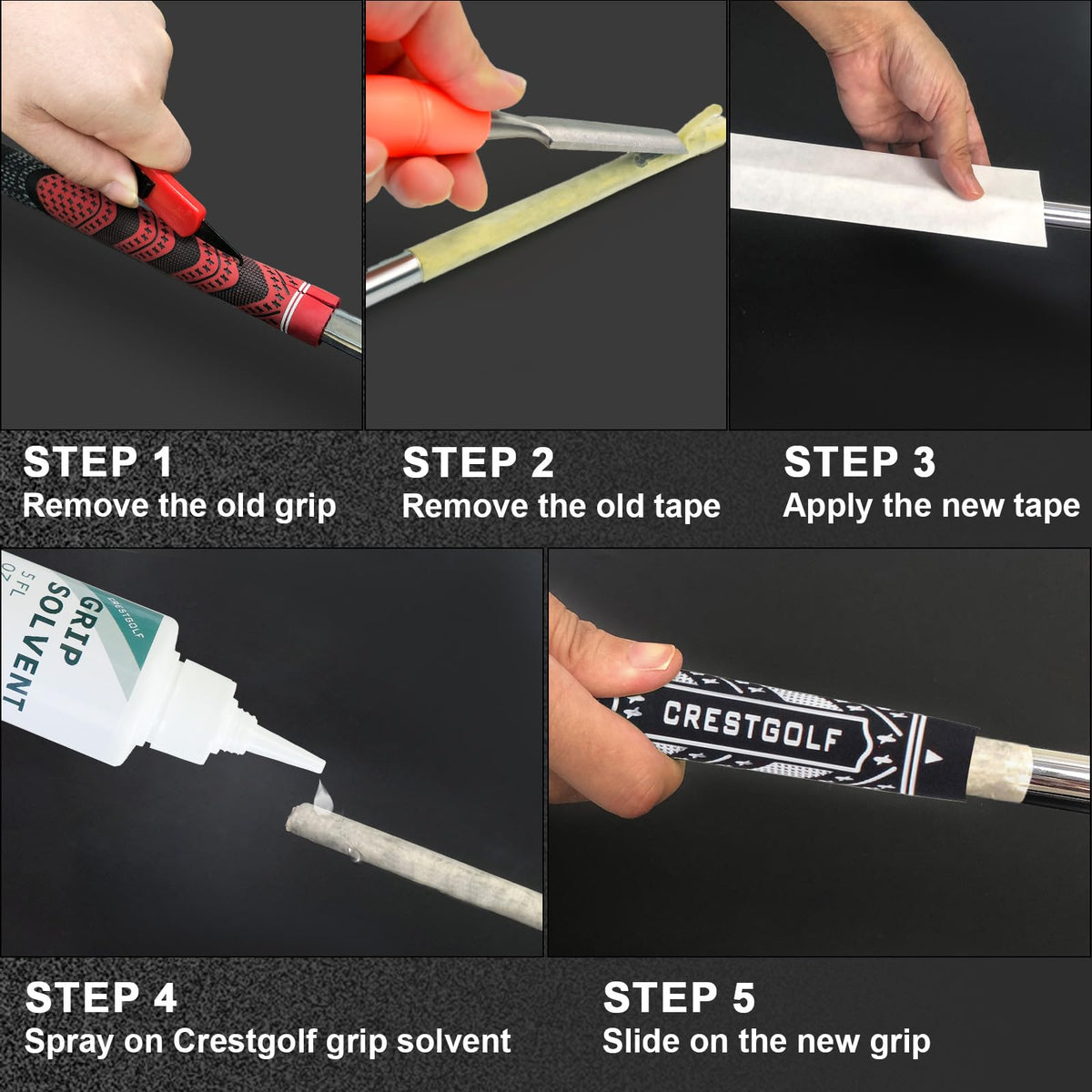 Crestgolf Grips Kit durable rubber construction resists wear while maintaining tackiness.