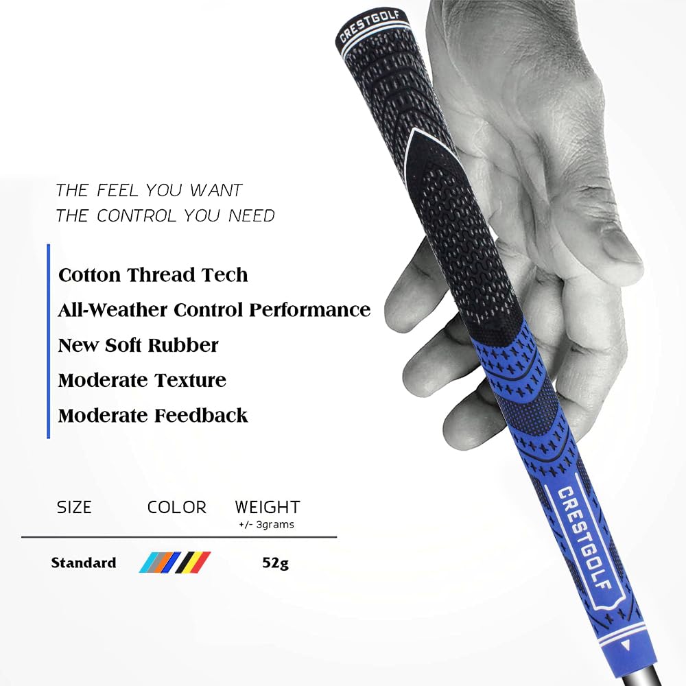 Crestgolf all-weather control texture provides reliable feel across varying temperatures.