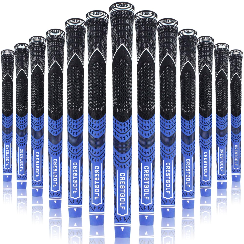 Crestgolf multi-compound grips in dark blue, standard size, 13-pack for improved control.