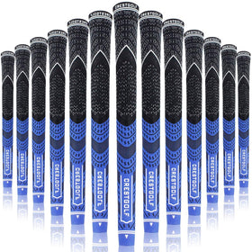 Crestgolf multi-compound grips in dark blue, standard size, 13-pack for improved control.