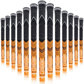 Crestgolf multi-compound grips in orange front view for secure control