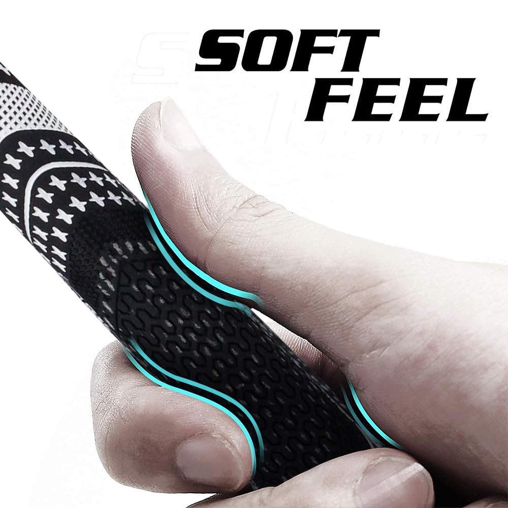 Crestgolf grips in hand in black, comfortable ergonomics and relaxed grip feel.