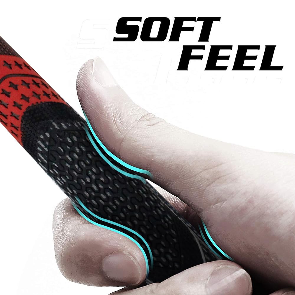 Crestgolf multi-compound grips red side profile highlighting grip contour.
