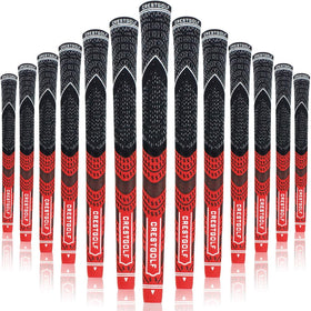Crestgolf multi-compound grips red top view shows all-weather anti-slip design.