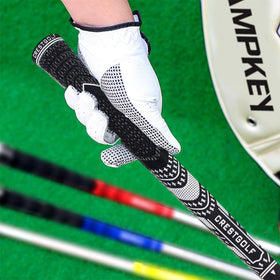Weight information for Crestgolf grips indicating lighter design for swing feel.