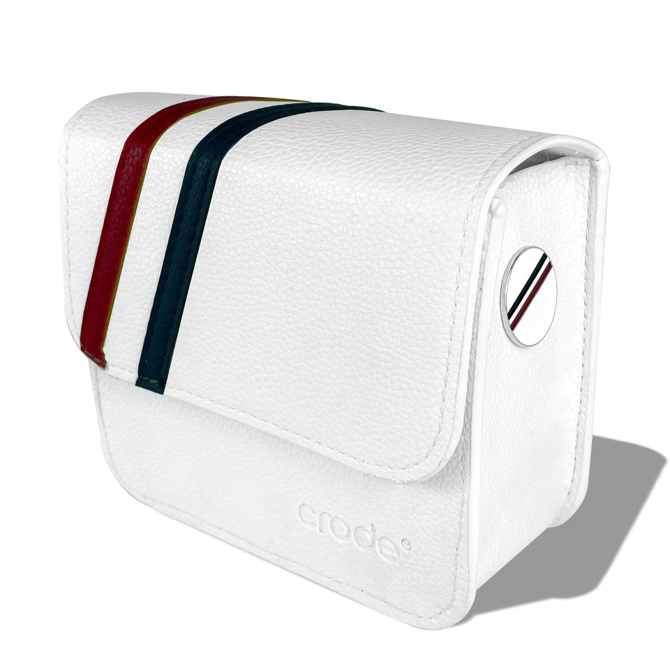 CRODE golf rangefinder case leather closeup protecting your gear on the course.