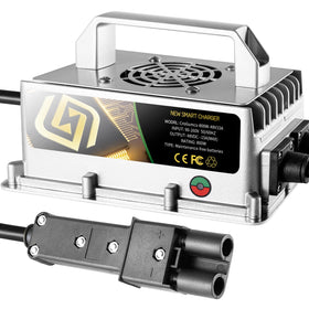 Croliumcx 48V15A golf cart charger with Nabson plug powering G19–G22 batteries.