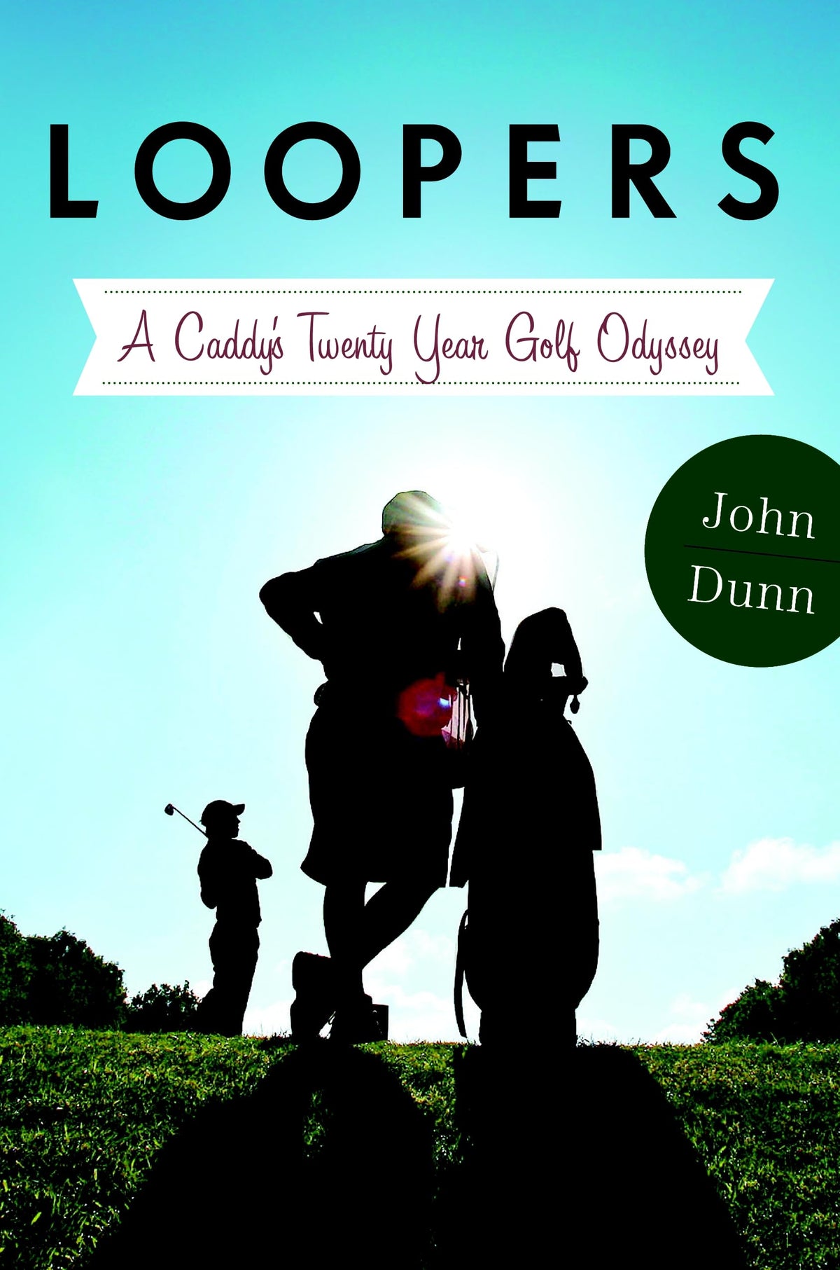 CROWN Loopers book cover showing a roaming caddie on a green, ideal for golf memoir enthusiasts.