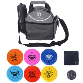 CROWN ME Disc Golf Set bag front view, portable carry bag for easy rounds.
