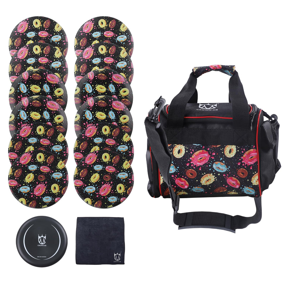 CROWN ME donuts bag with durable nylon handles for easy transport on the course