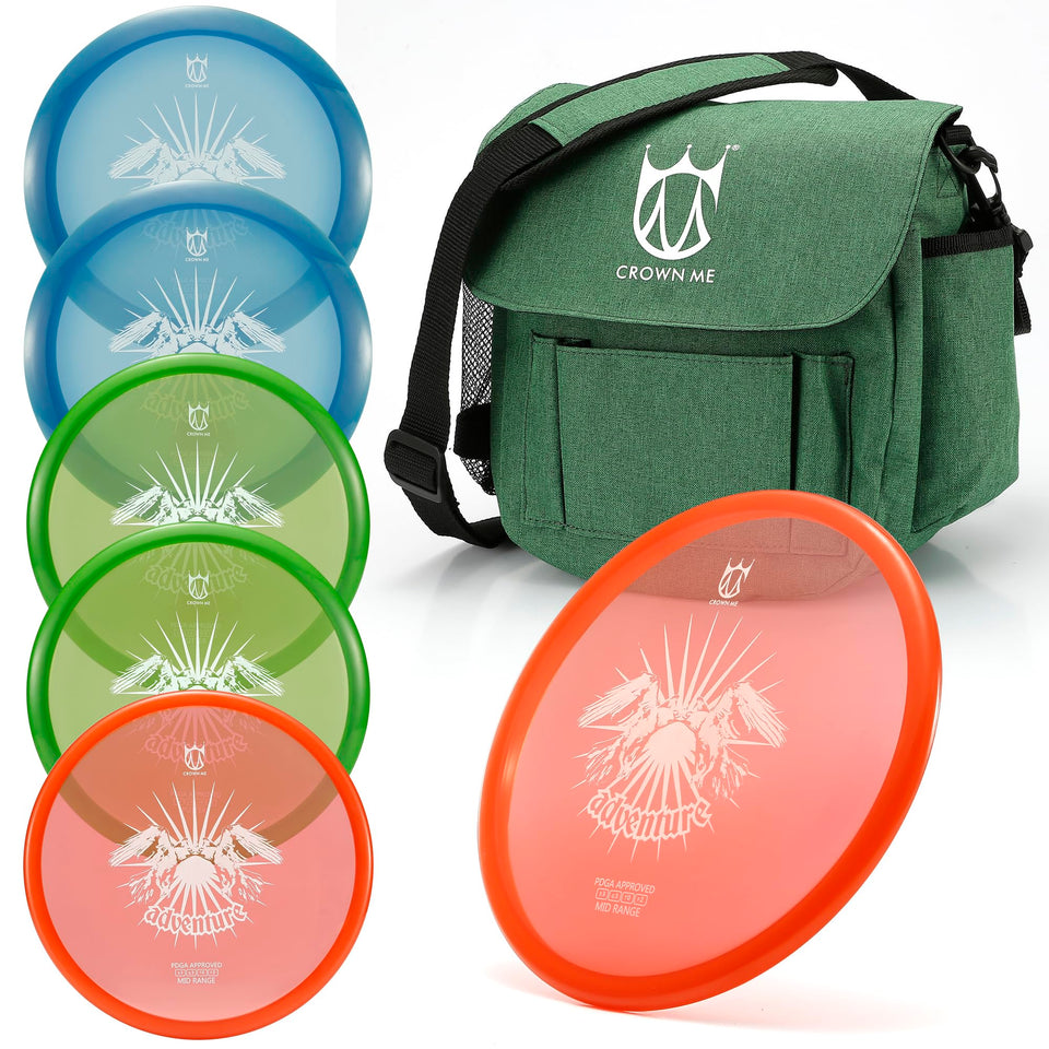 CROWN ME PDGA approved disc golf pro set with deluxe bag for effortless transport