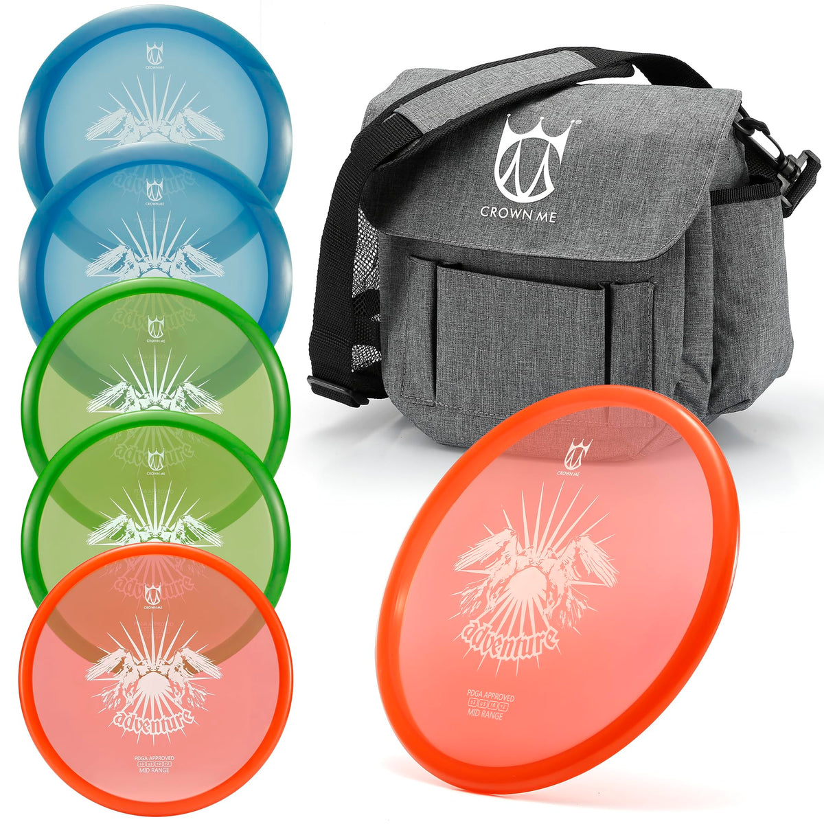 CROWN ME PDGA pro set bag with discs for easy transport