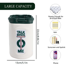 CROWNBLANKS PINKTEE dimensions show compact storage for balls and tees.