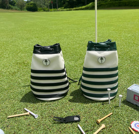 CROWNBLANKS PINKTEE easy-clean leather pouch keeps golf gear ready.