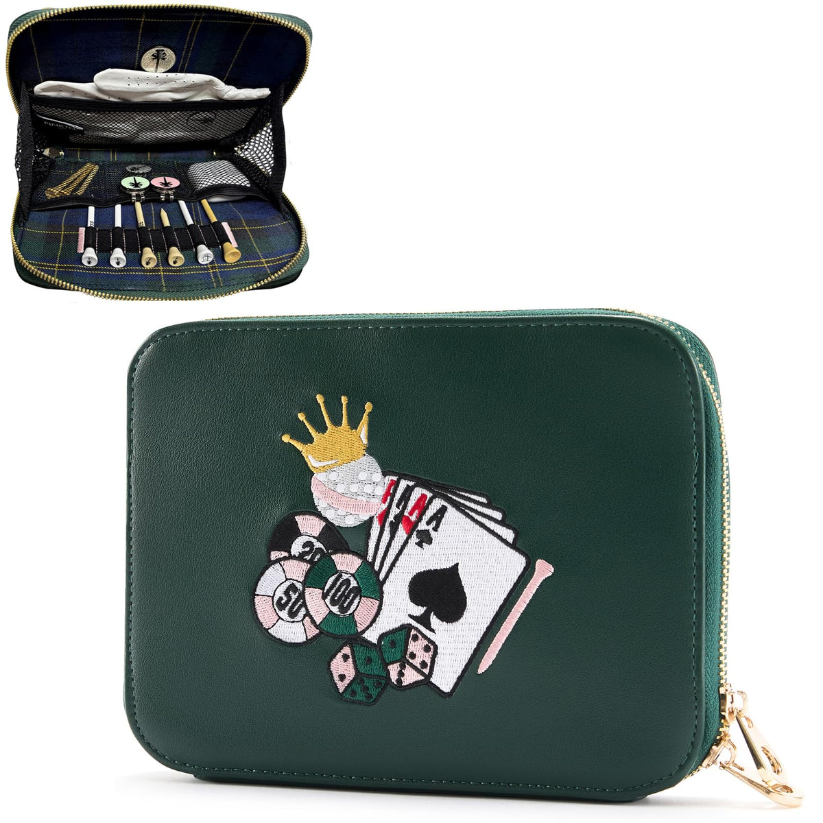 CrownBlanks PINKTEE glove holder case keeps gloves and tees neatly organized.